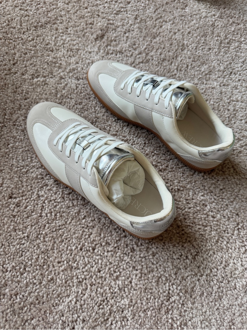 J Crew Vegan Leather and Vegan Suede Metallic Trainer
